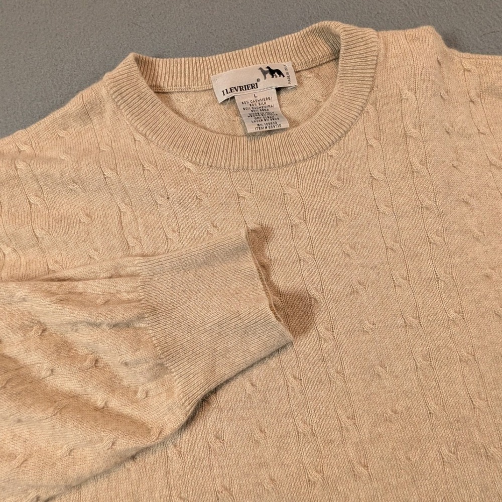 I Levrieri Sweater Mens Size Large Cashmere Silk Cable Knit Made in Italy